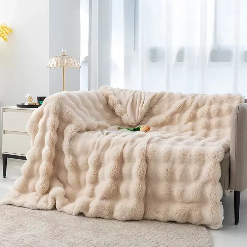 Cozy Faux Rabbit Fur Blanket