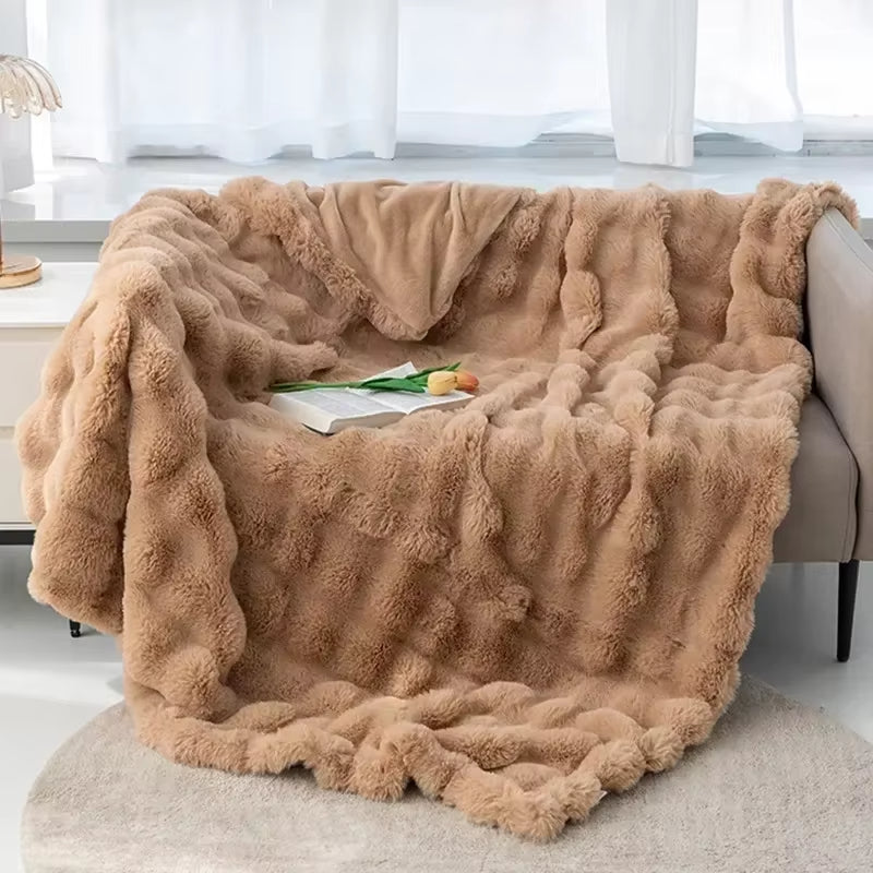 Cozy Faux Rabbit Fur Blanket