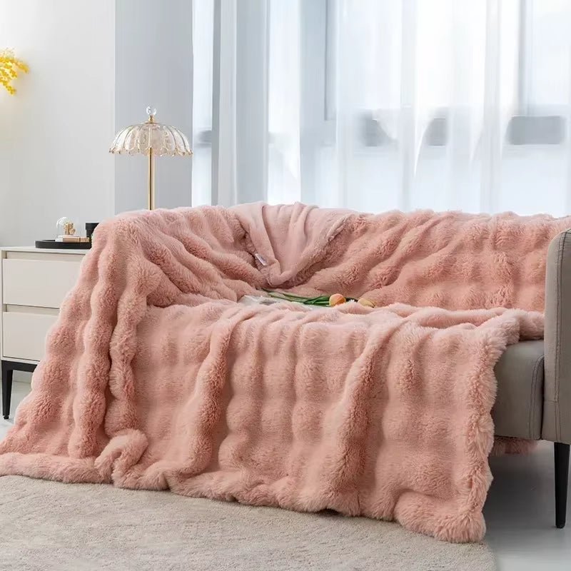 Cozy Faux Rabbit Fur Blanket