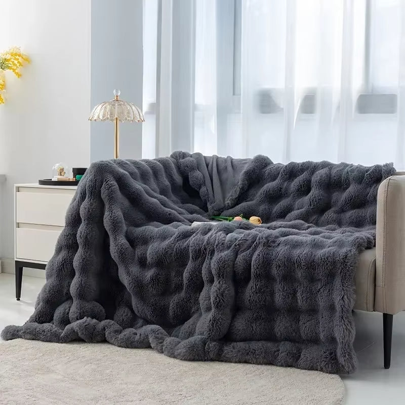 Cozy Faux Rabbit Fur Blanket